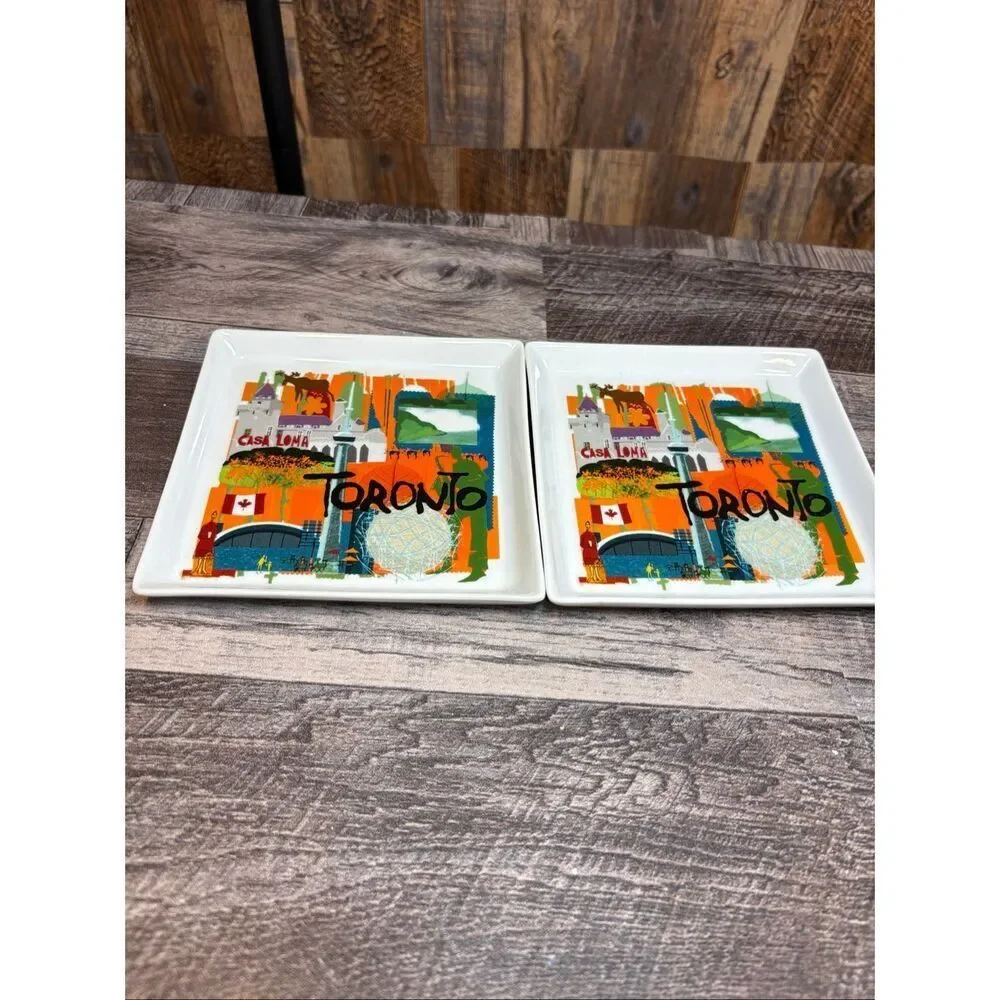 Crate And Barrel Toronto Square Plates Set 2 Casa Loma CN Tower